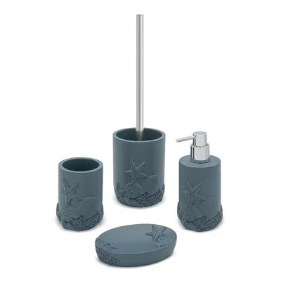 Set accessori bagno 4 pezzi da appoggio in resina turchese cobalto  Coral