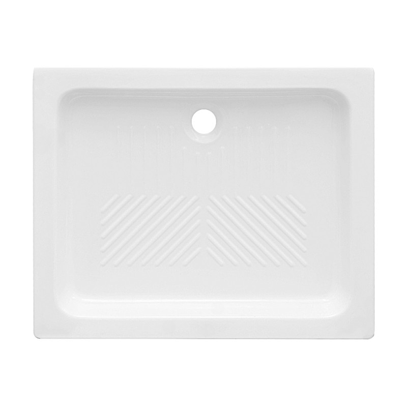 Piatto doccia 70x120 H 10 rettangolare in ceramica bianca con antiscivolo Holy