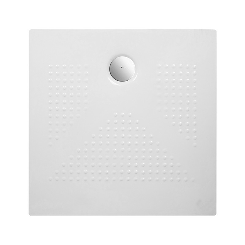 Piatto doccia quadrato 80x80 H3 cm in ceramica bianco opaco con antiscivolo | Ruy