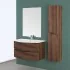 Mobile bagno sospeso 90 noce con lavabo e specchio 70x90 cm Maiori 