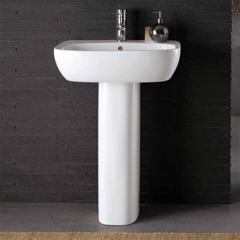 Lavabo con colonna Geberit 50 cm bianco lucido | Fantasia 