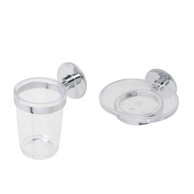 Set di 4 accessori bagno vetro trasparente e argento TAPIA 