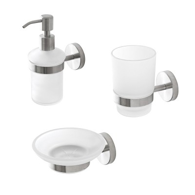 Set di 4 accessori bagno vetro trasparente e argento TAPIA 