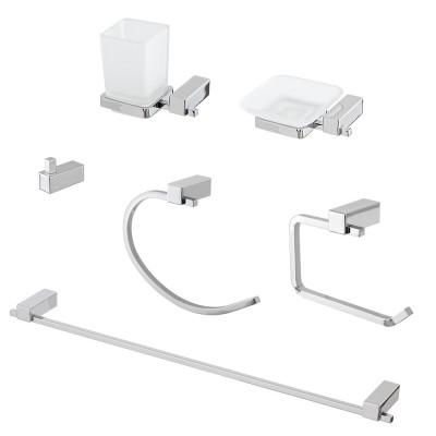 Set accessori bagno, in acciaio cromato e vetro satinato Trend serie  completa Ares, pezzi 7 Arredobagno e Cucine s.r.l.s.