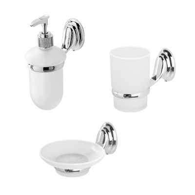 Set accessori bagno, in acciaio cromato e vetro satinato Trend serie  completa Ares, pezzi 7 Arredobagno e Cucine s.r.l.s.