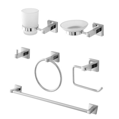 Set accessori bagno, in acciaio cromato e vetro satinato Trend serie  completa Ares, pezzi 7 Arredobagno e Cucine s.r.l.s.