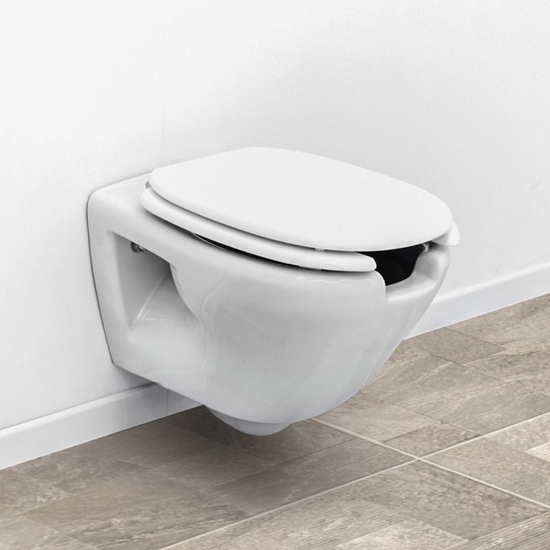 WC sospeso per disabili con apertura frontale in ceramica bianca