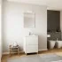 Mobile bagno a terra 60 rovere bianco con lavabo e specchio LED  Lisbona