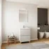 Mobile bagno a terra 60 rovere grigio con lavabo e specchio LED  Lisbona