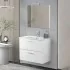 Mobile bagno sospeso 80 bianco lucido con lavabo e specchio  Miami