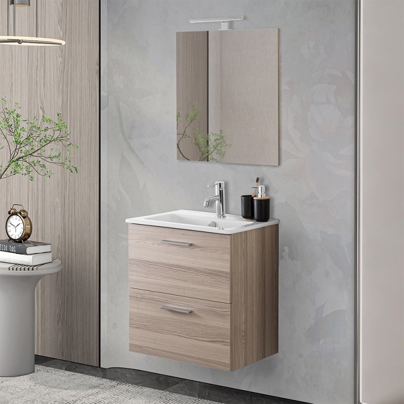 Mobile bagno sospeso 60 corda con lavabo e specchio | Miami