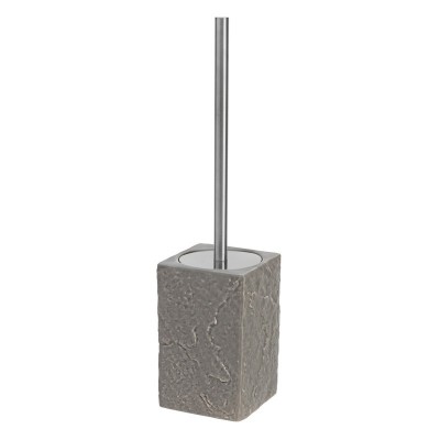 Portascopino In Ceramica E Manico In Acciaio Grigio Effetto Pietra