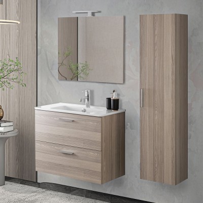 KIT MOBILE BAGNO A 2 CASSETTI COLOR ROVERE 80X80X45 CM CO 8435318101903