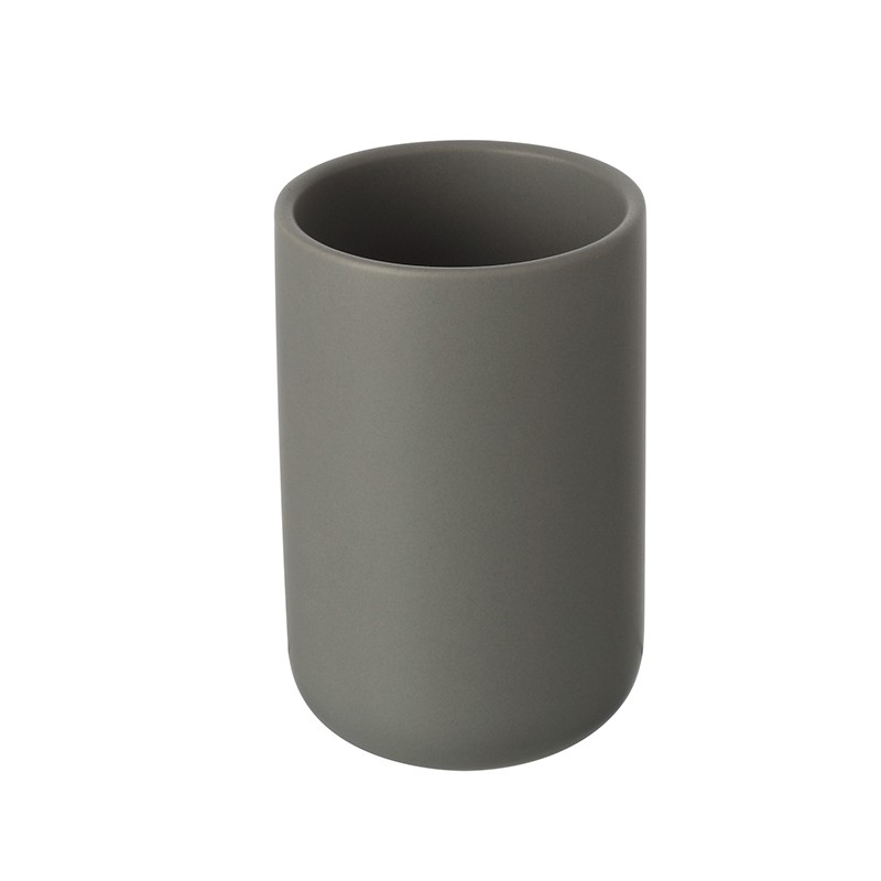 Portaspazzolino in Ceramica Grigio Portaspazzolini Grigio In Ceramica Da Appoggio Moderno