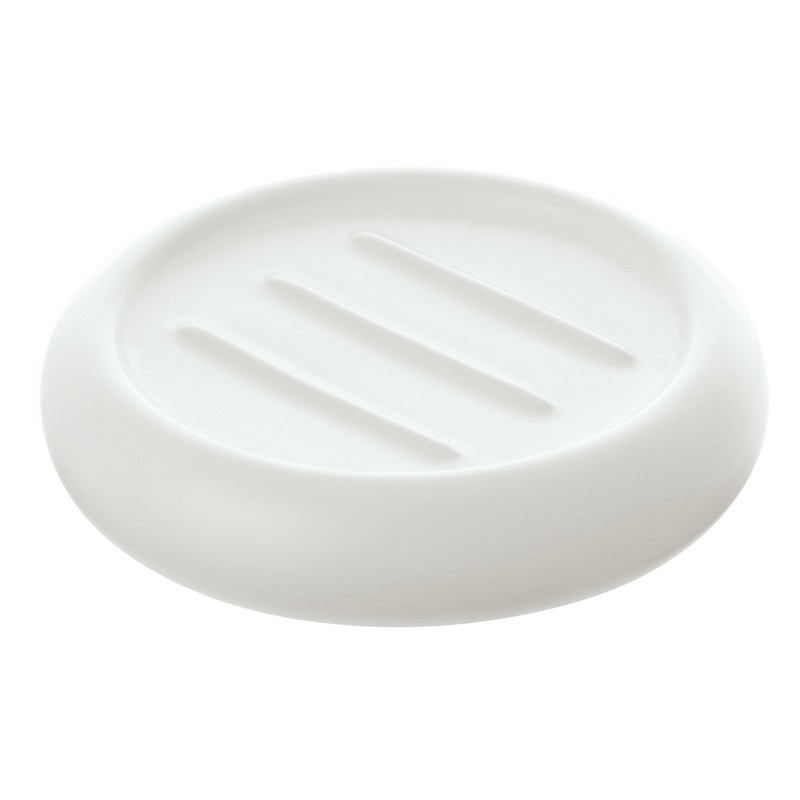 Portasapone tondo in Ceramica Bianco Portasapone Tondo Ceramica Bianco Da Appoggio Arredo Bagno