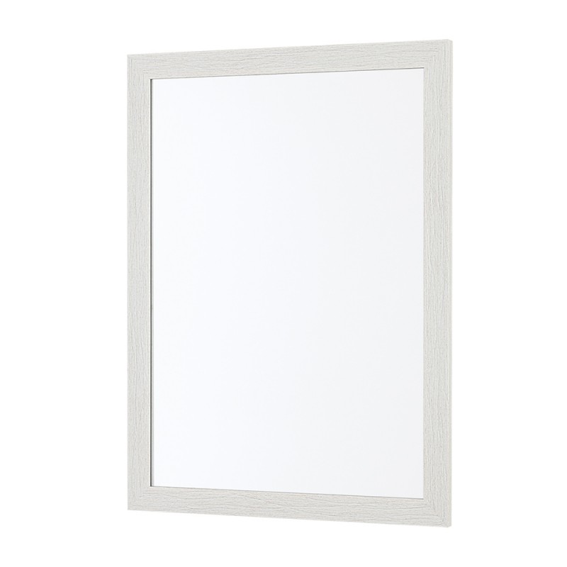 Specchio bagno 57x67 cornice bianco effetto legno reversibile | Wood
