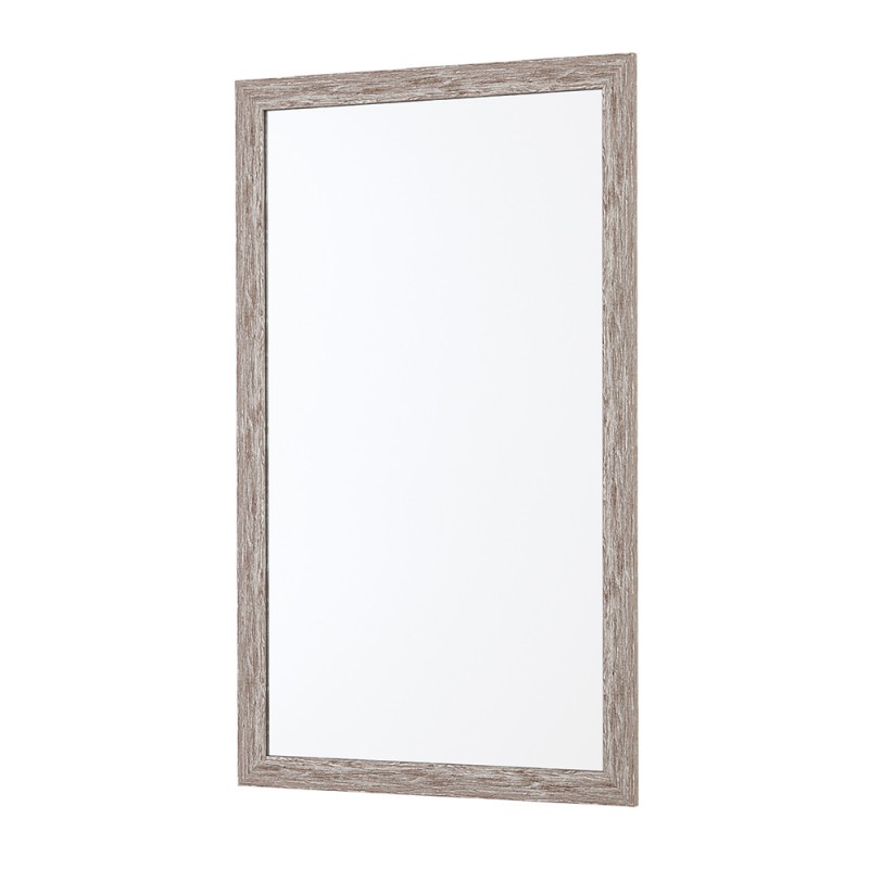 Specchio bagno 67x87 cornice beige effetto legno reversibile | Wood
