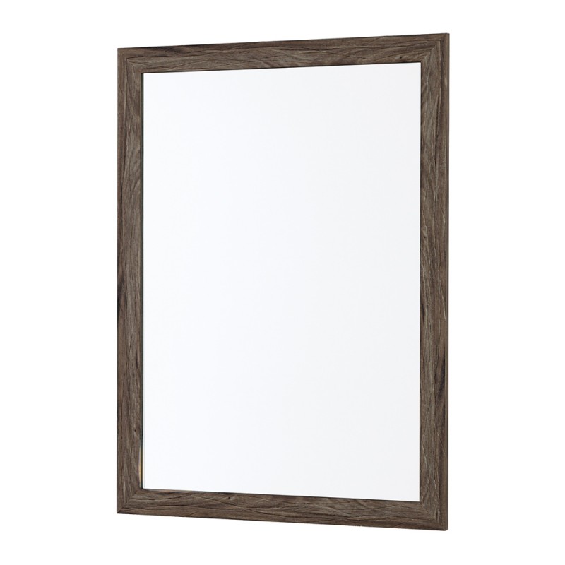 Specchio bagno 57x67 cornice marrone effetto legno reversibile | Wood