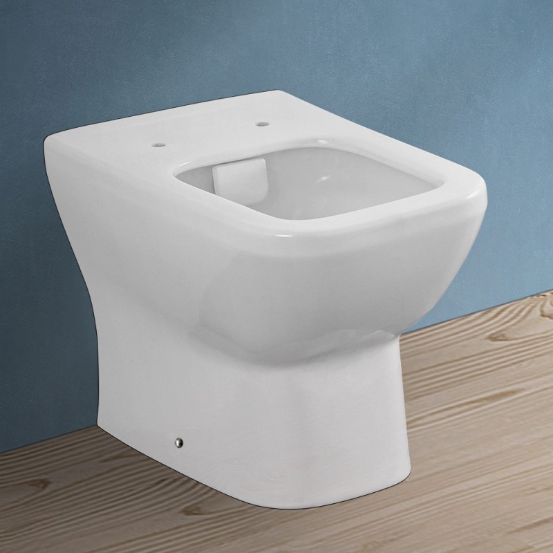 Wc filomuro senza brida in ceramica scarico universale | Square 