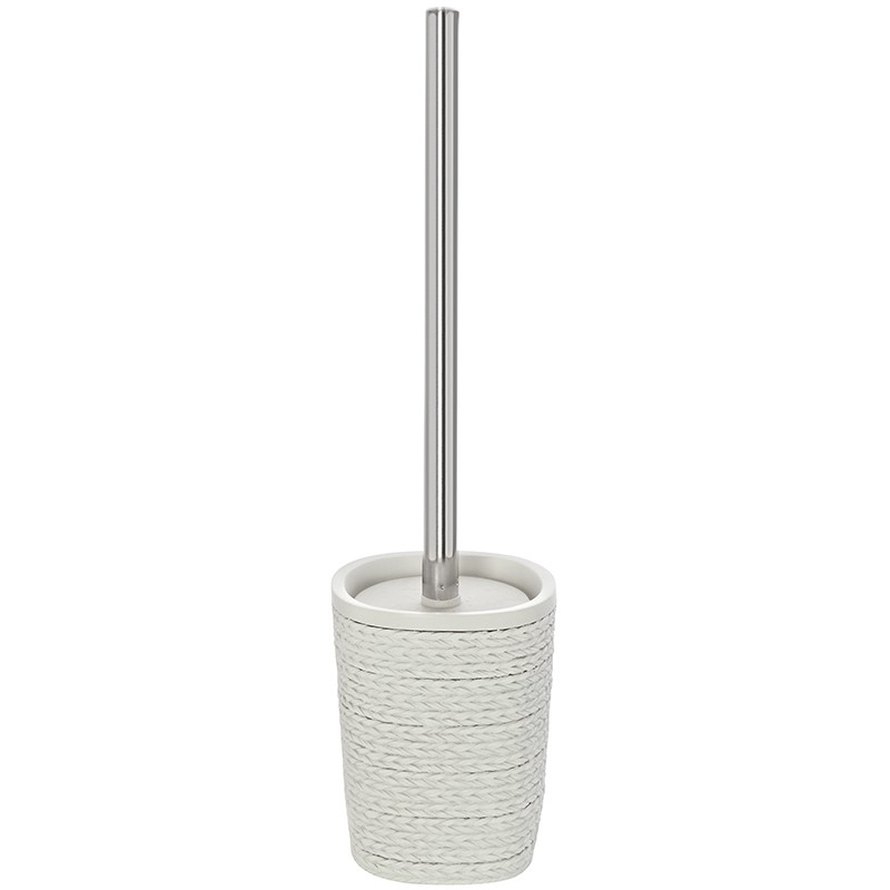 Portascopino WC Effetto Vimini Bianco Completo Di Scopino Portascopino WC Effetto Vimini Bianco Completo Di Scopino