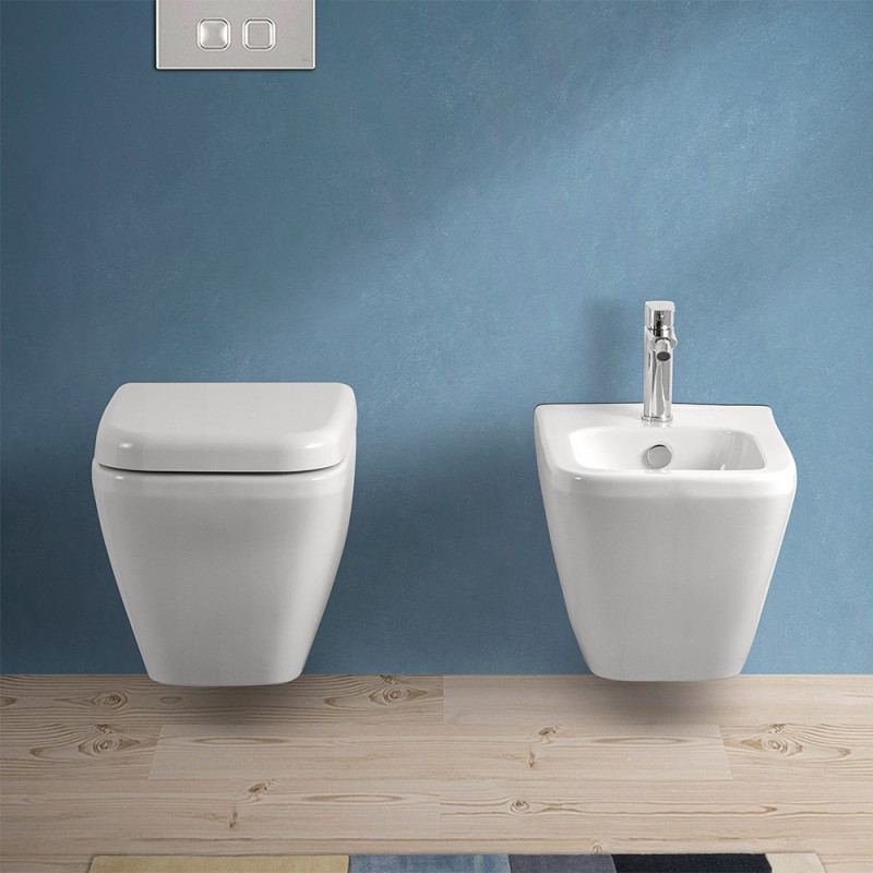 VidaXL WC Sospeso con Design Senza Bordi 7 cm Più Alto Ceramica Nera