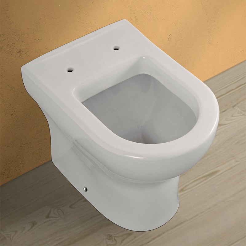 Wc filomuro con brida in ceramica bianca con scarico universale | Pestum 