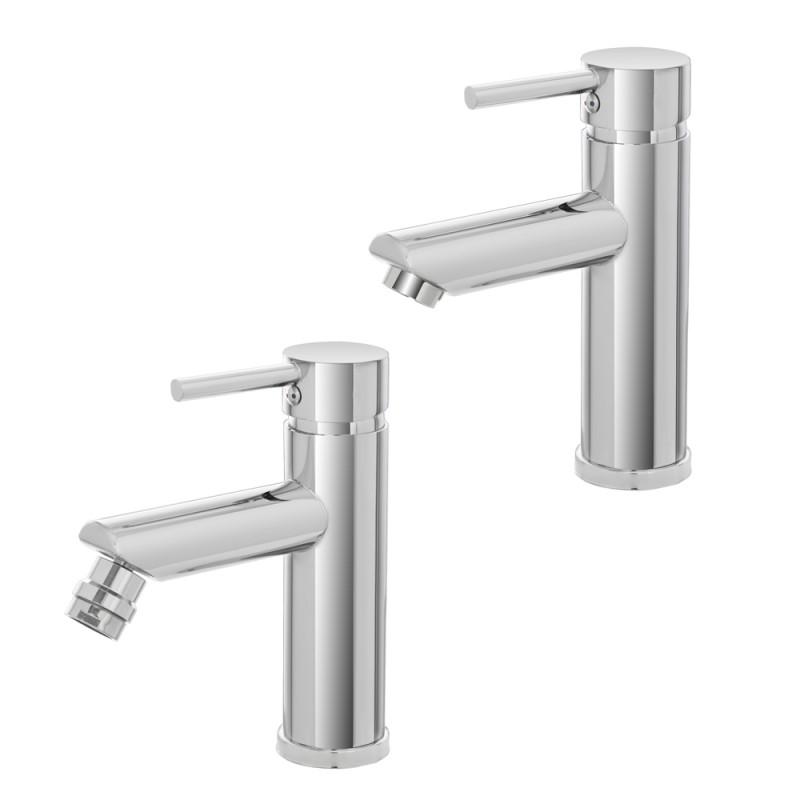 Set miscelatori lavabo e bidet cromato lucido con piletta click-clack | York