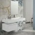 Mobile bagno sospeso 60 cm bianco lucido lavabo 120 destro e specchio Iside
