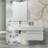 Mobile bagno sospeso 60 cm bianco lucido lavabo 120 sinistro e specchio Iside