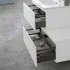 Mobile sospeso 80 cm bianco lucido doppia base lavabo e specchio Iside