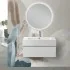 Mobile sospeso 80 cm bianco lucido lavabo in resina e specchio LED Iside