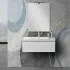 Mobile sospeso 80 cm bianco lucido con lavabo incasso e specchio Iside