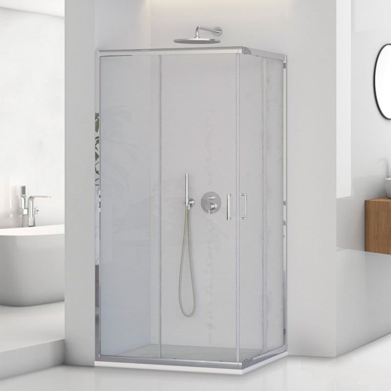 Box doccia angolare 70x70 cm doppio scorrevole vetro trasparente | Tay