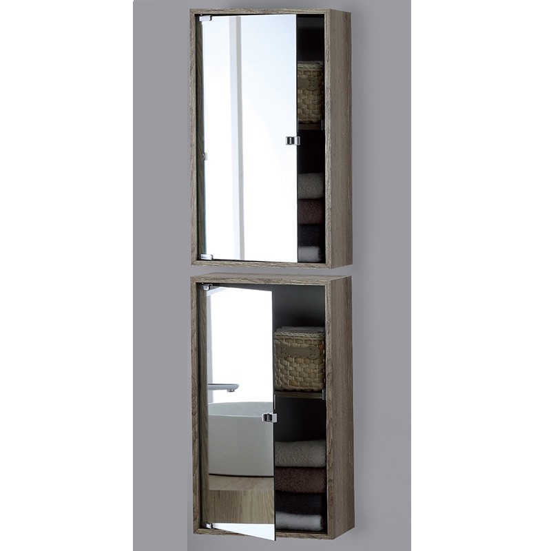 Pensile Contenitore 60x33 con Anta Specchio Colore Castagno Pensile Contenitore in Nobilitato con Anta a Specchio Color Castagno 90 x 33 cm