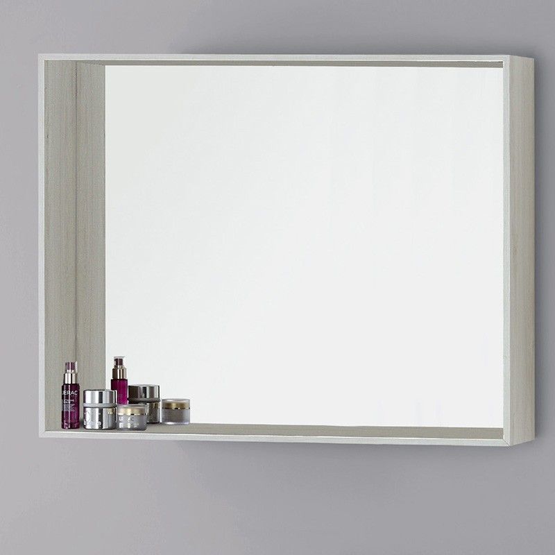 Specchiera in nobilitato 70 cm color pino bianco Specchio Decorativo 70x90 cm Color Pino Bianco