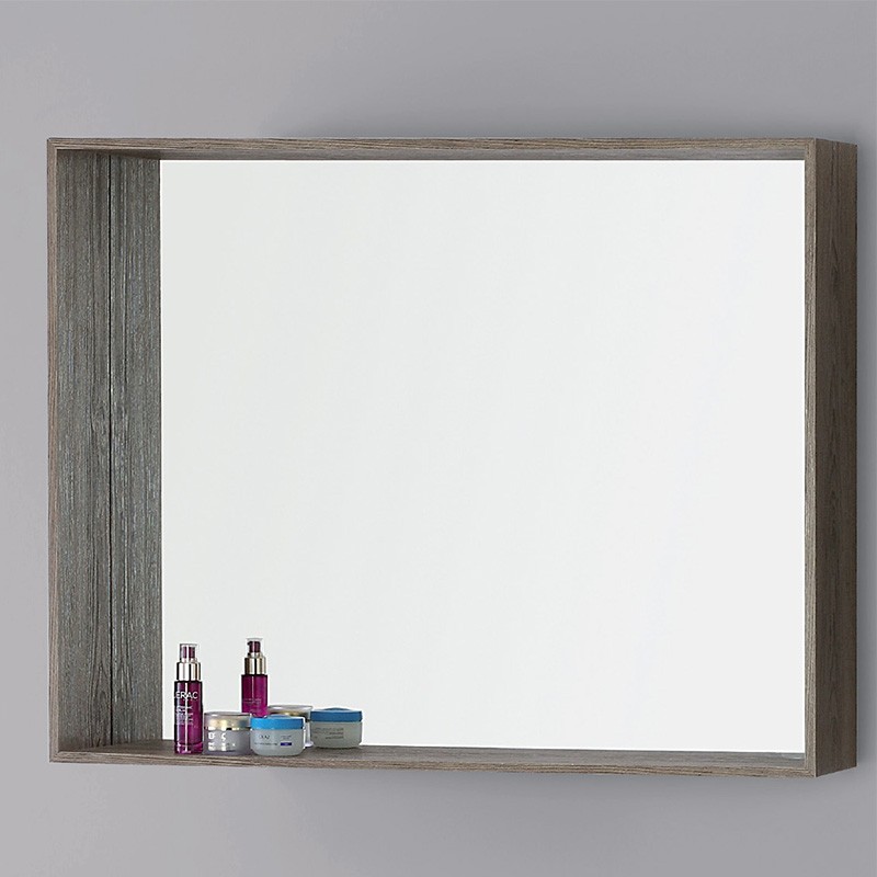 Specchiera in nobilitato Specchiera Decorativa a Parete 70x90 Cm Color Castagno