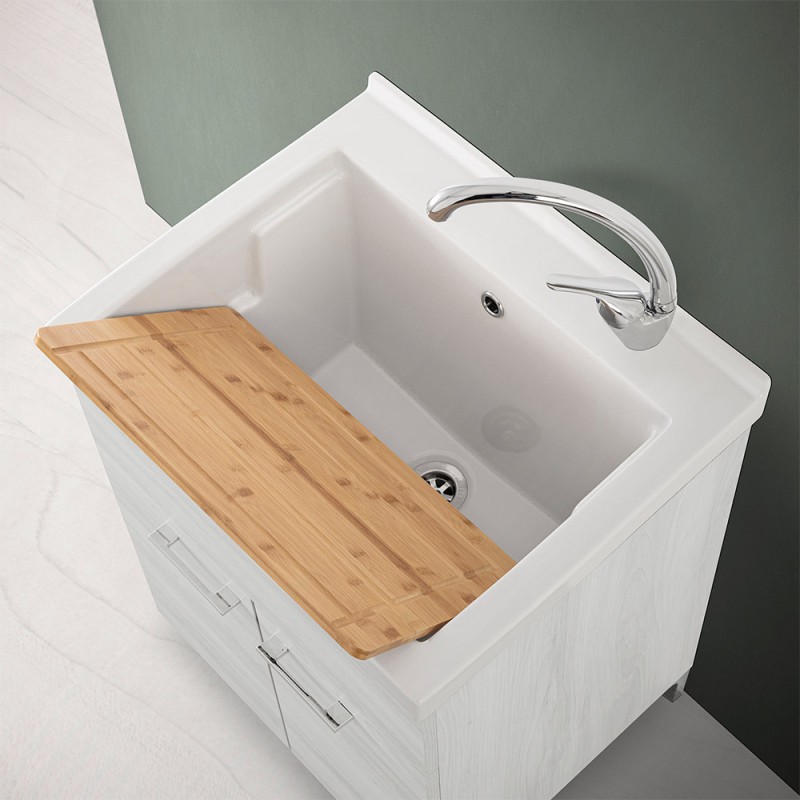 Mobile Lavabo Negrari Eco Bianco – 80x50x85 Cm, Bois Et Plastique, Fabriqué En Italie