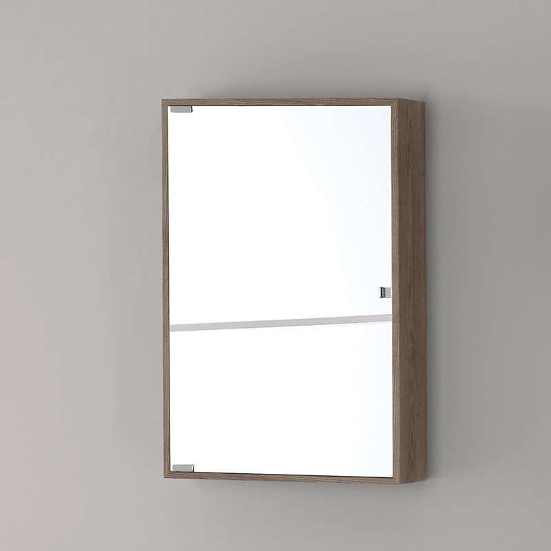Specchiera contenitore in nobilitato color castagno 70 cm Specchiera Bagno Contenitore con Anta 70x45 Cm Color Castagno