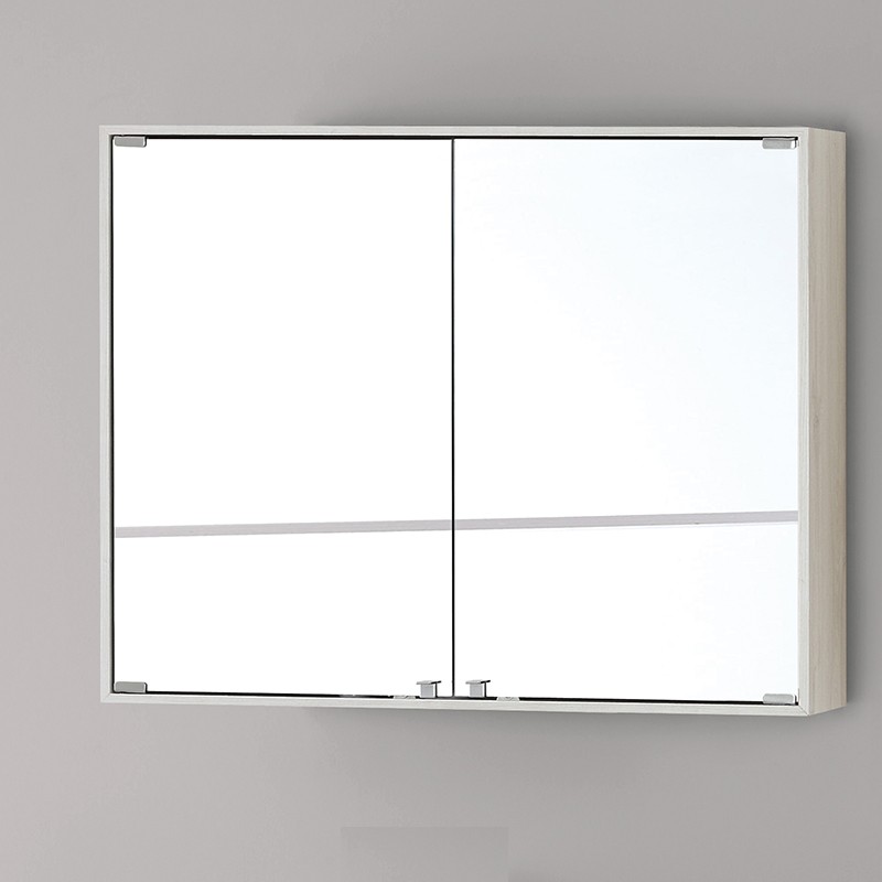 Specchiera in nobilitato Colore Pino Bianco Specchiera Bagno Contenitore 70 cm Colore Pino Bianco