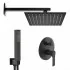 Kit doccia nero opaco completo di soffione quadrato 25x25 cm e miscelatore