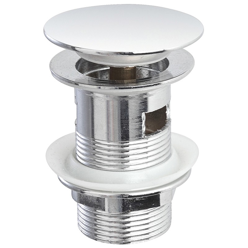 Piletta clic clac con troppo pieno per lavabo e bidet in acciaio cromato Piletta di scarico universale click clack con troppopieno tappo cromato