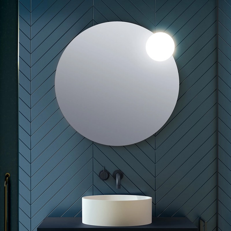 Specchio bagno tondo diametro 80 con applique LED cromata