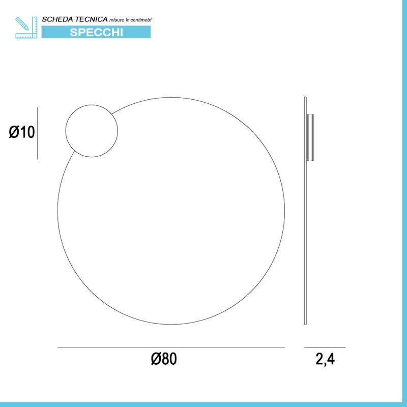 Specchio Bagno Con Luce LED 50x60 Cm - Specchiera Reversibile Con Lampada Cromata Incorporata