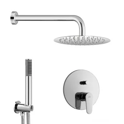 Set doccia incasso Paffoni Green tondo con soffione inox 30 e kit doccia