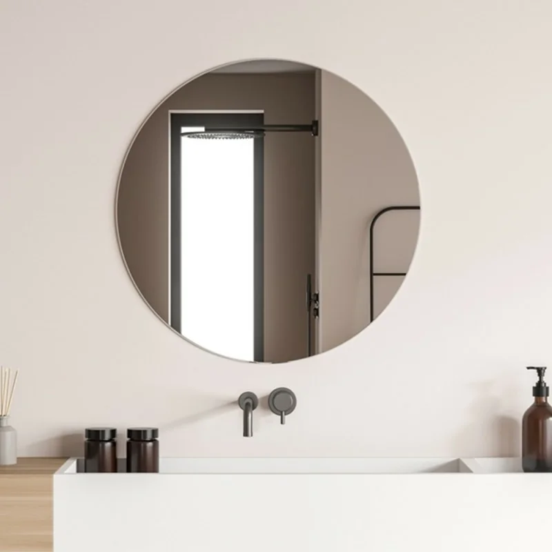 Specchio Rotondo Da Parete 80 Cm - Moderno Per Bagno, Soggiorno E Camera - Facile Montaggio Con Viti Incluse, Diametro 80 Cm