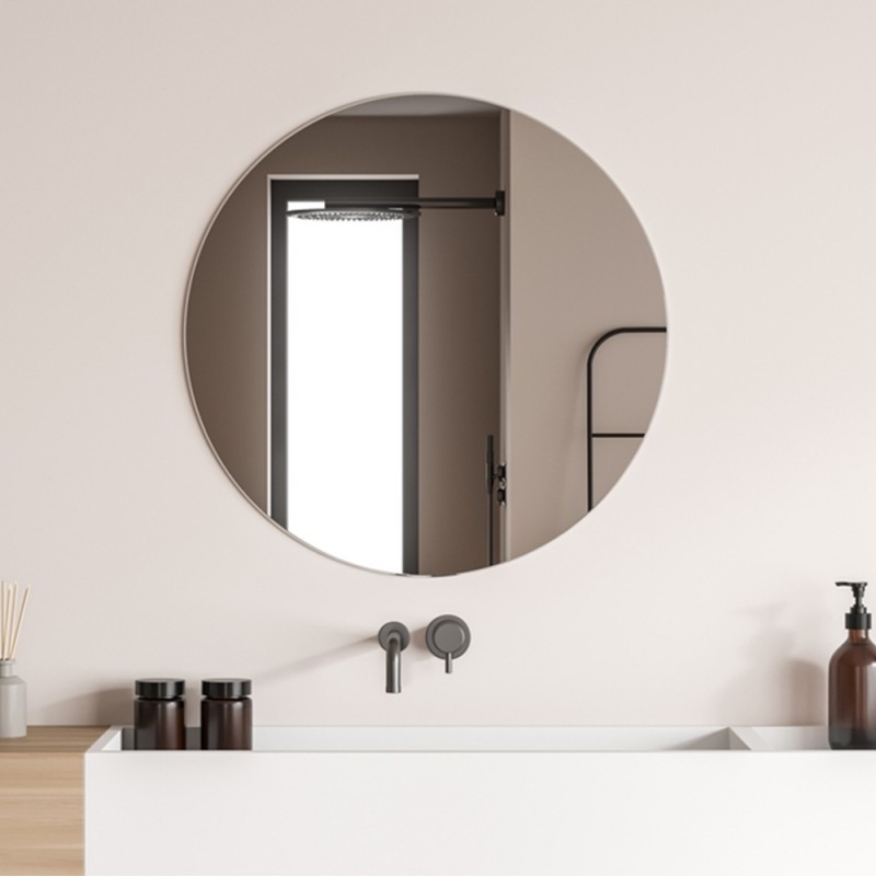 Specchio bagno tondo con diametro 80 cm a filo lucido