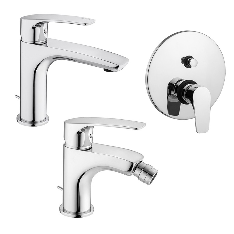 Set miscelatori Paffoni Lime lavabo bidet e doccia incasso con deviatore