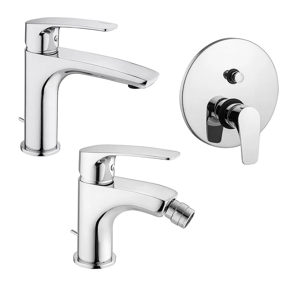 Image of Set miscelatori Paffoni Lime lavabo bidet e doccia incasso con deviatore