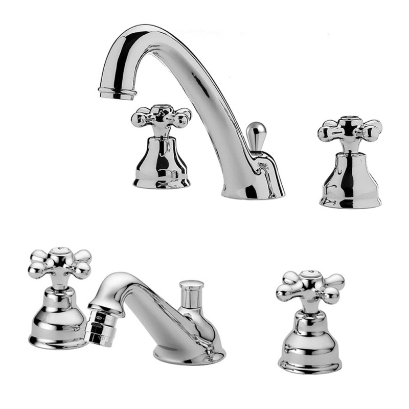 Set miscelatori Paffoni Iris lavabo canna alta e bidet con scarico incluso