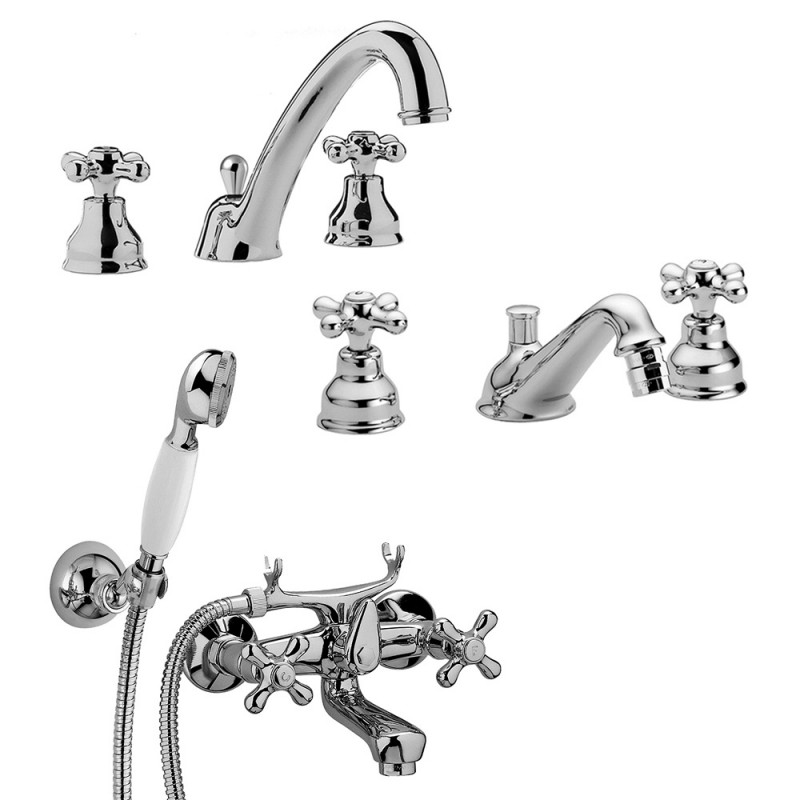 Set miscelatori Paffoni Iris lavabo canna alta bidet e vasca con scarico incluso